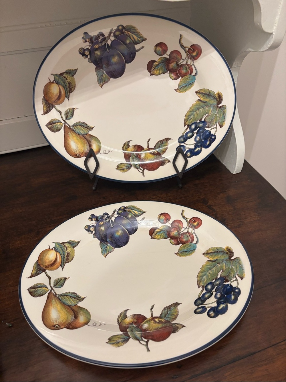 Vintage Pier 1 Macintosh 14” Inch England Earthenware Oval Platters Set of 2